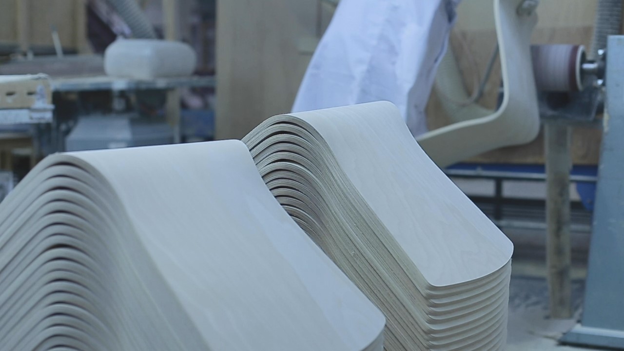 Curved plywood chair shells